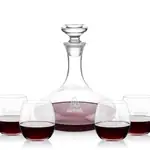 Elliston Wine Decanter 33 oz and 4 Redmond Stemless Wine Glasses