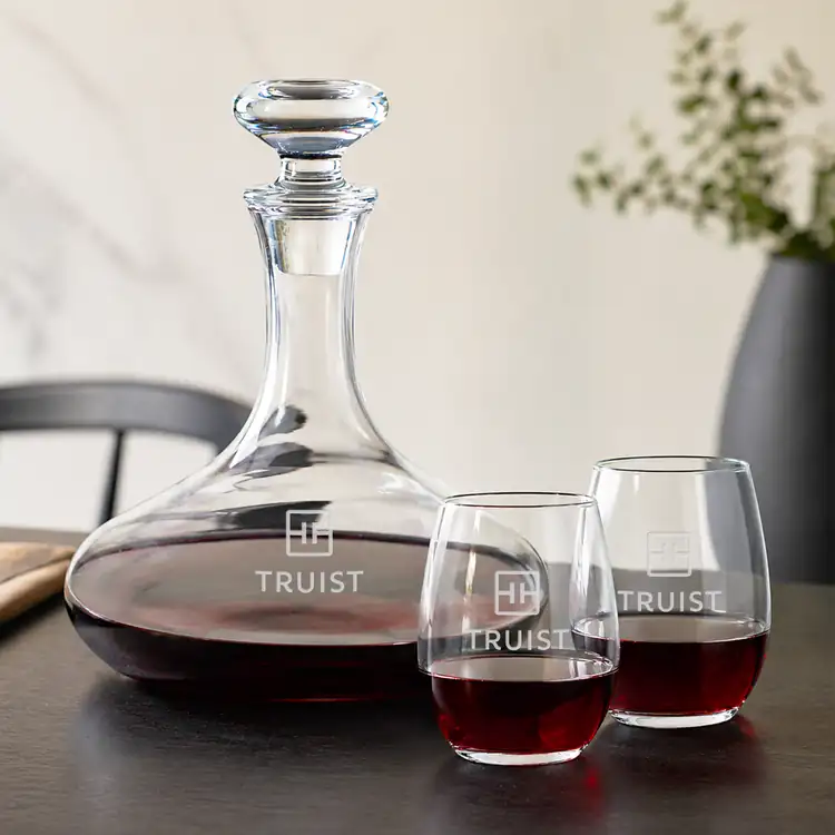 Elliston Wine Decanter 33 oz and 4 Stanford Stemless Wine Glasses #2