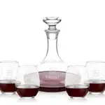 Elliston Wine Decanter 33 oz and 4 Stanford Stemless Wine Glasses