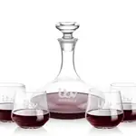 Elliston Wine Decanter 33 oz and 4 Sturgis Stemless Wine Glasses
