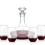 Elliston Wine Decanter 33 oz and 4 Vale Stemless Wine Glasses