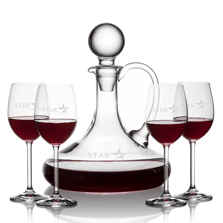 Horsham Wine Decanter 32 oz and 4 Wine Glasses
