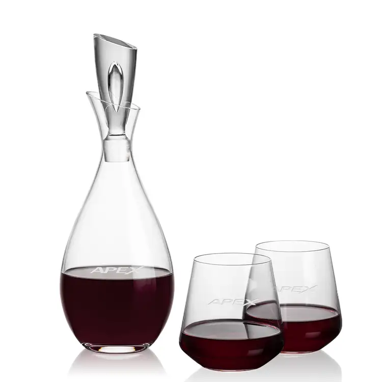 Juliette Wine Decanter 32 oz and 2 Cannes Stemless Wine Glasses