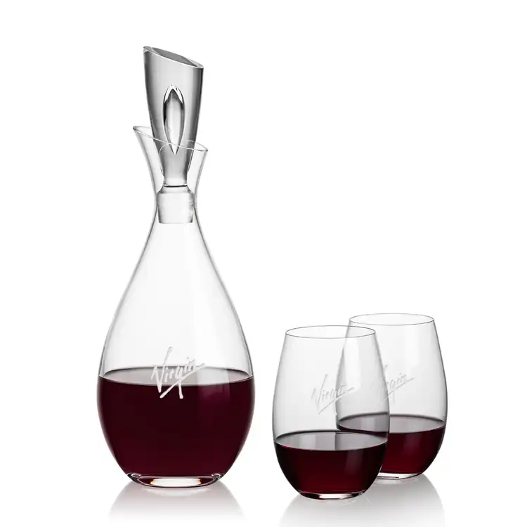 Juliette Wine Decanter 32 oz and 2 Laurent Stemless Wine Glasses