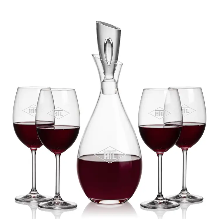 Juliette Wine Decanter 32 oz and 4 Blyth Wine Glasses