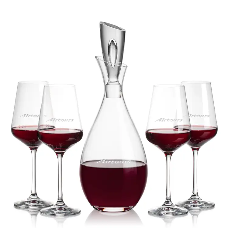Juliette Wine Decanter 32 oz and 4 Breckland Wine Glasses