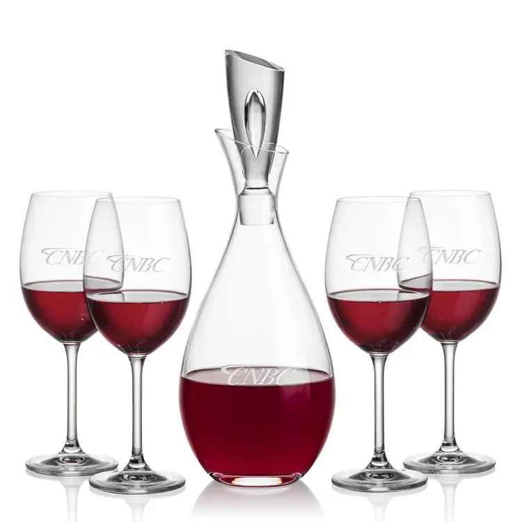 Juliette Wine Decanter 32 oz and 4 Coleford Wine Glasses