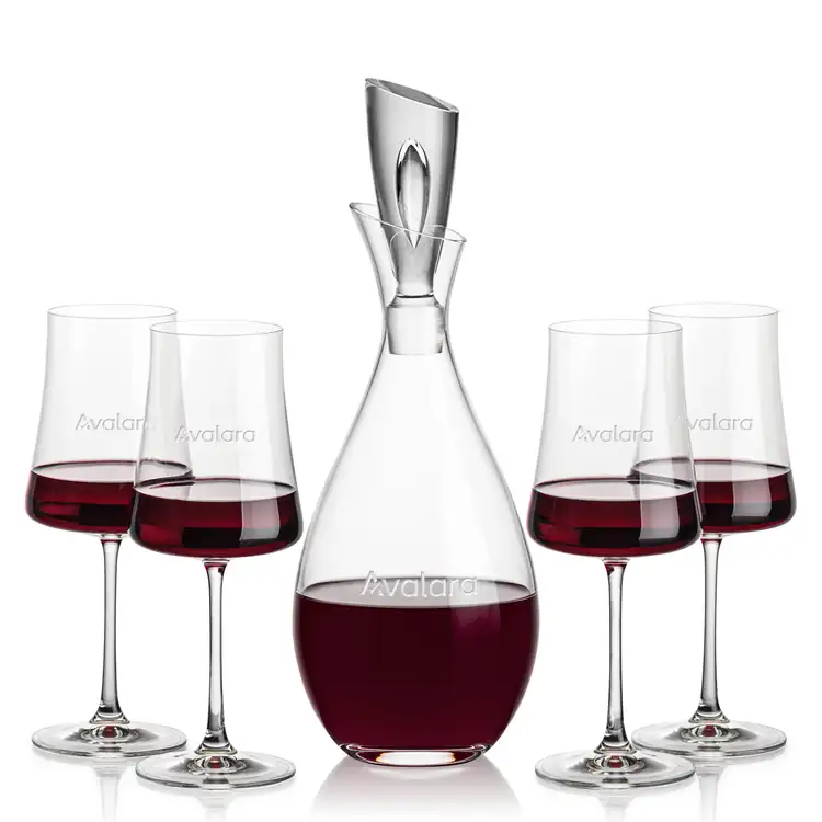 Juliette Wine Decanter 32 oz and 4 Dakota Wine Glasses