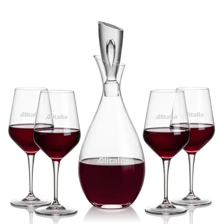 Juliette Wine Decanter 32 oz and 4 Germain Wine Glasses