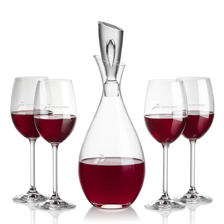 Juliette Wine Decanter 32 oz and 4 Naples Wine Glasses