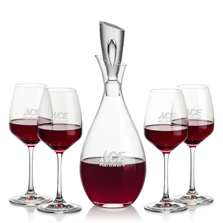 Juliette Wine Decanter 32 oz and 4 Oldham Wine Glasses