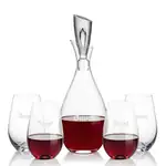 Juliette Wine Decanter 32 oz and 4 Boston Stemless Wine Glasses