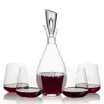 Juliette Wine Decanter 32 oz and 4 Breckland Stemless Wine Glasses