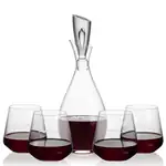 Juliette Wine Decanter 32 oz and 4 Cannes Stemless Wine Glasses