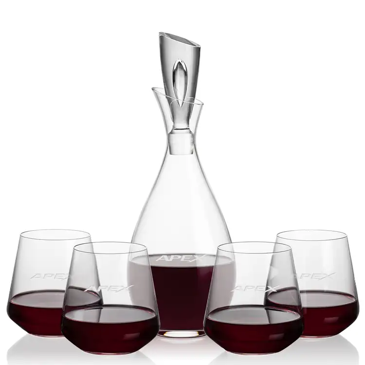 Ensemble carafe à vin Juliette 32 oz et 4 verres à vin sans pied Cannes
