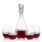 Juliette Wine Decanter 32 oz and 4 Carlita Stemless Wine Glasses