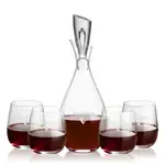 Juliette Wine Decanter 32 oz and 4 Crestview Stemless Wine Glasses