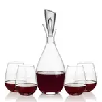 Juliette Wine Decanter 32 oz and 4 Edderton Stemless Wine Glasses