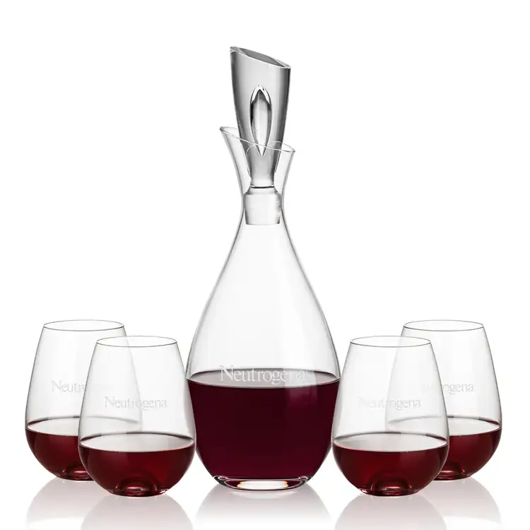 Ensemble carafe à vin Juliette 32 oz et 4 verres à vin sans pied Edderton
