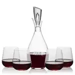 Juliette Wine Decanter 32 oz and 4 Howden Stemless Wine Glasses