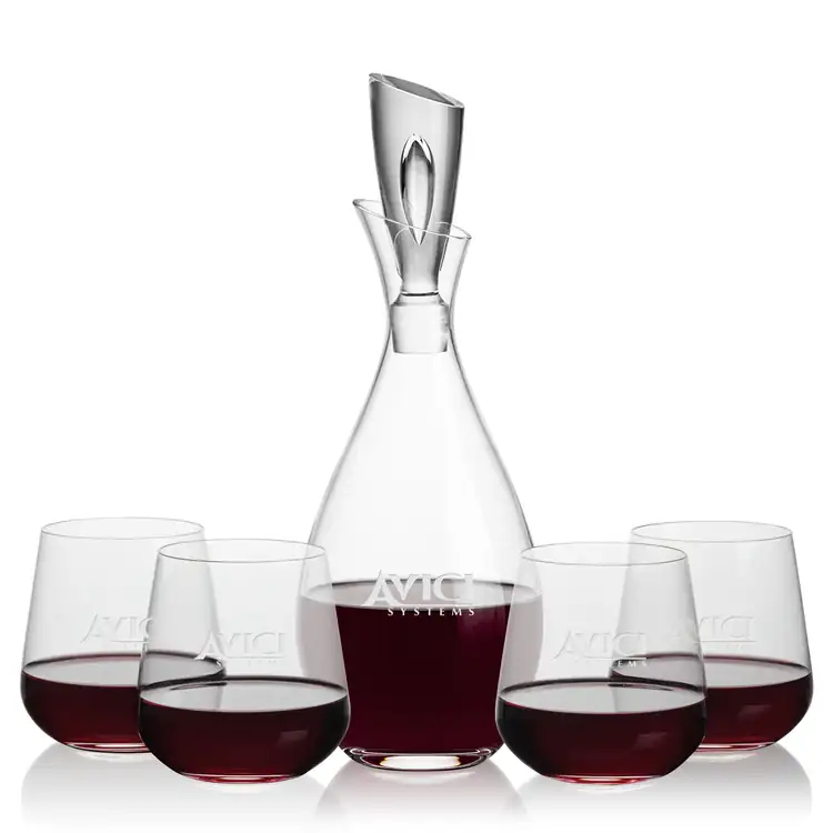 Ensemble carafe à vin Juliette 32 oz et 4 verres à vin sans pied Howden