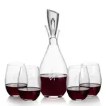 Juliette Wine Decanter 32 oz and 4 Laurent Stemless Wine Glasses