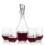 Juliette Wine Decanter 32 oz and 4 Reina Stemless Wine Glasses