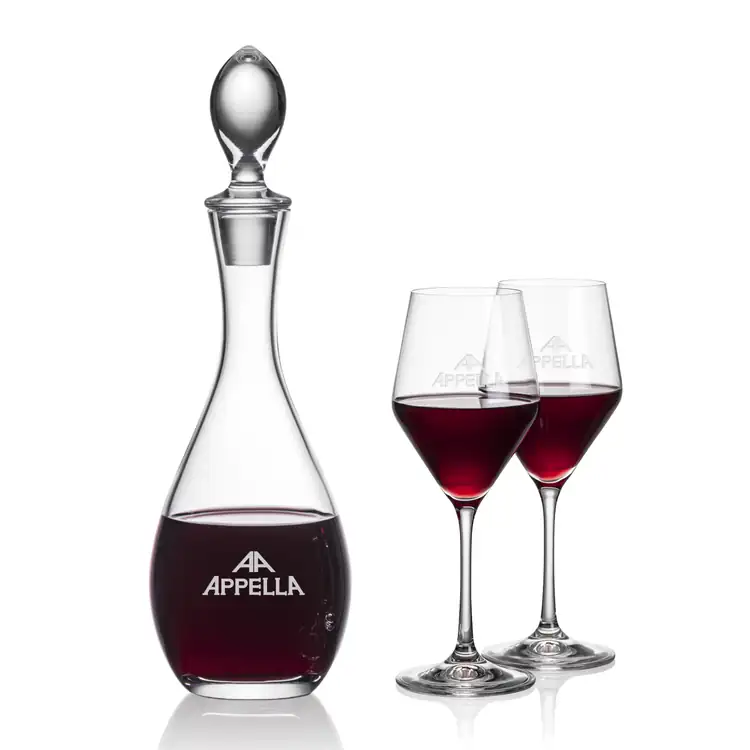 Malvern Wine Decanter 32 oz and 2 Bengston Wine Glasses