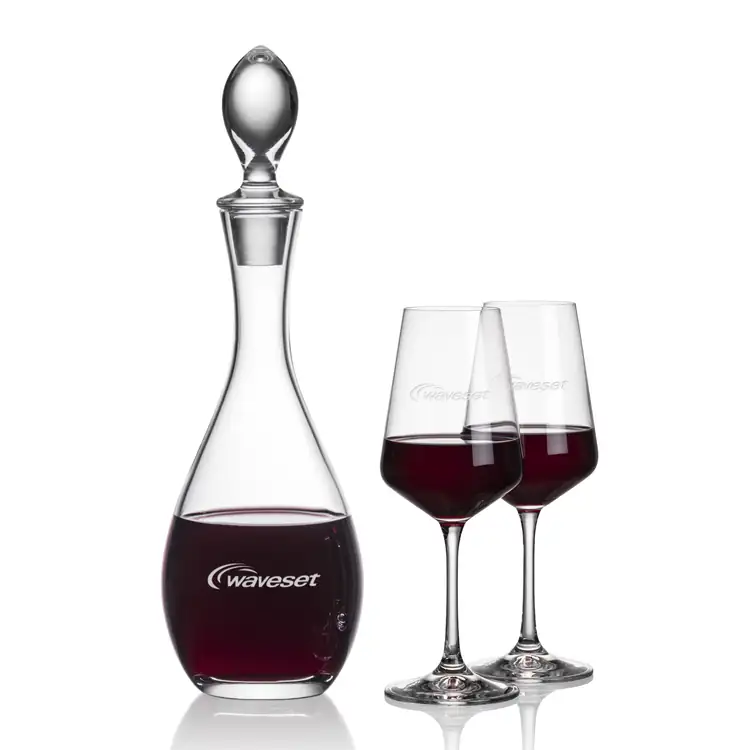 Malvern Wine Decanter 32 oz and 2 Cannes Wine Glasses