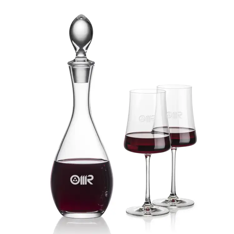Malvern Wine Decanter 32 oz and 2 Dakota Wine Glasses