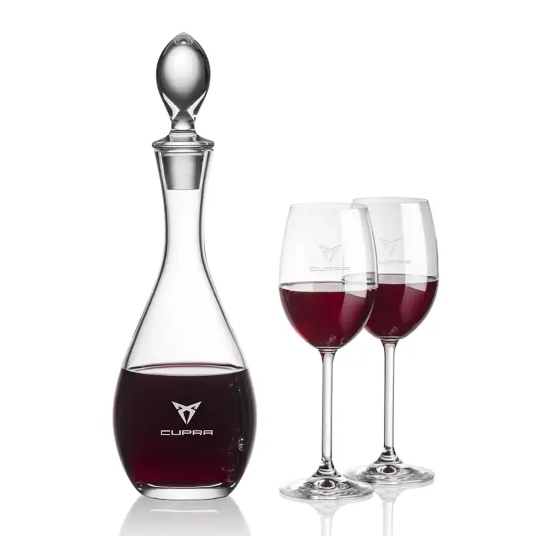 Malvern Wine Decanter 32 oz and 2 Naples Wine Glasses
