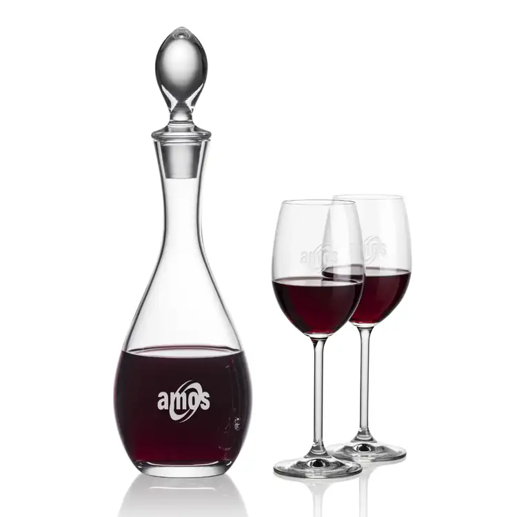 Malvern Wine Decanter 32 oz and 2 Woodbridge Wine Glasses