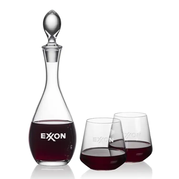 Ensemble carafe à vin Malvern 32 oz et 2 verres à vin sans pied Cannes