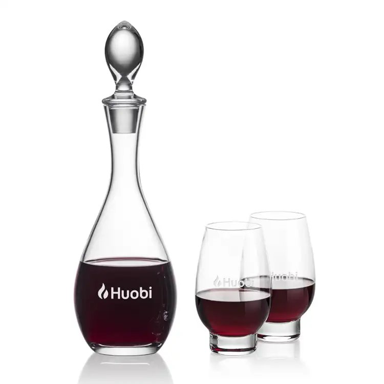 Ensemble carafe à vin Malvern 32 oz et 2 verres à vin sans pied Edderton