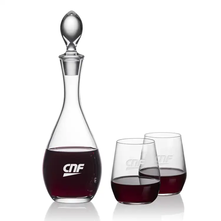 Ensemble carafe à vin Malvern 32 oz et 2 verres à vin sans pied Germain