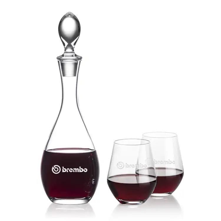 Ensemble carafe à vin Malvern 32 oz et 2 verres à vin sans pied Reina
