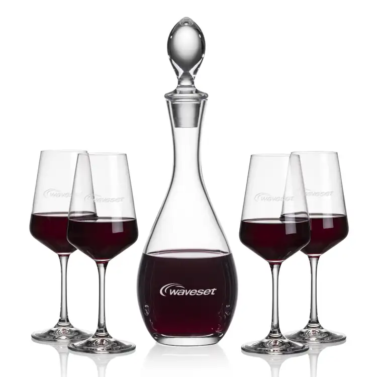 Malvern Wine Decanter 32 oz and 4 Cannes Wine Glasses