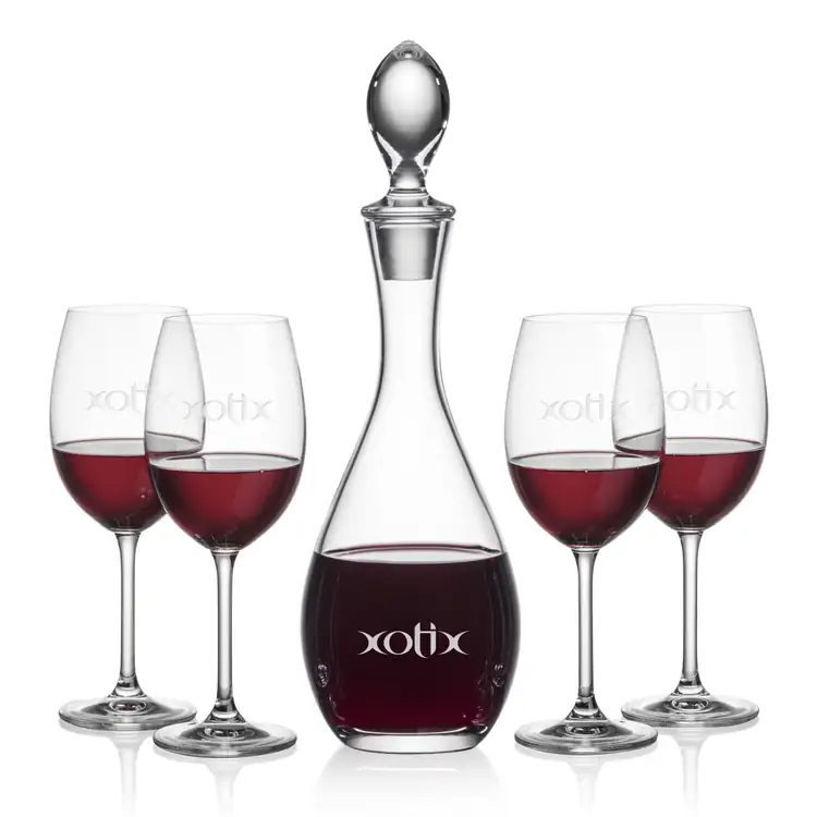 Malvern Wine Decanter 32 oz and 4 Coleford Wine Glasses