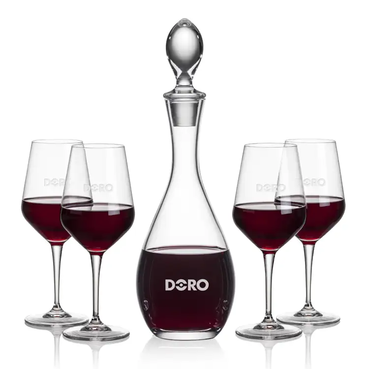 Malvern Wine Decanter 32 oz and 4 Germain Wine Glasses