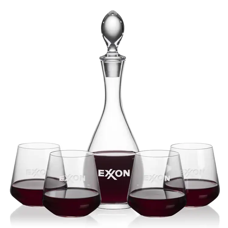 Ensemble carafe à vin Malvern 32 oz et 4 verres à vin sans pied Cannes