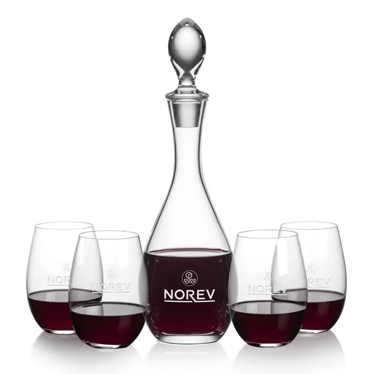 Ensemble carafe à vin Malvern 32 oz et 4 verres à vin sans pied Laurent