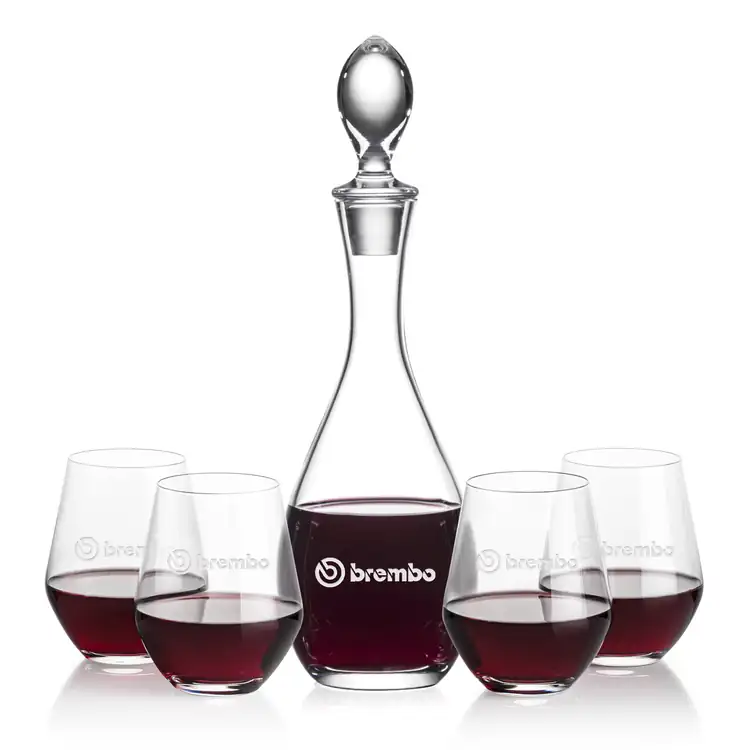 Ensemble carafe à vin Malvern 32 oz et 4 verres à vin sans pied Reina