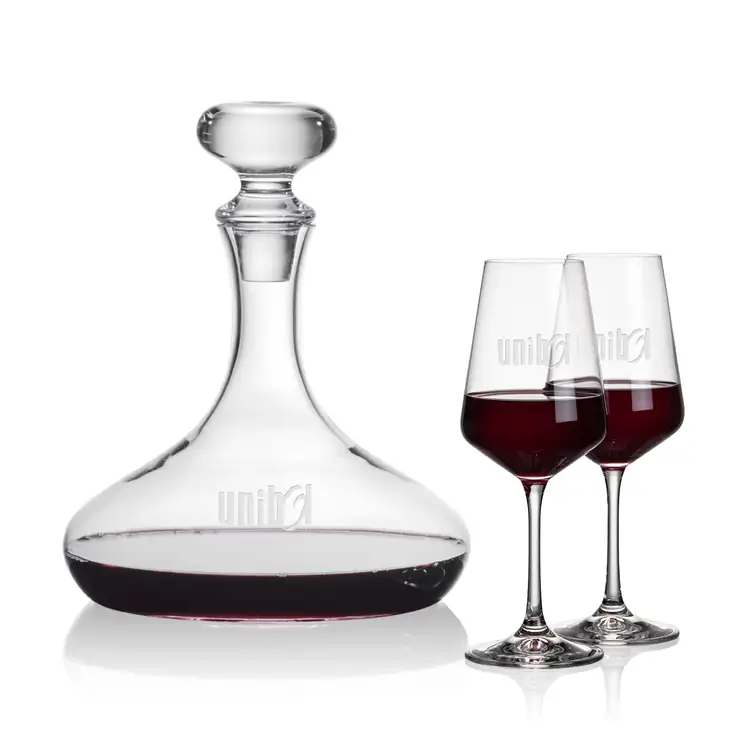 Stratford Wine Decanter 32 oz and 2 Cannes Wine Glasses
