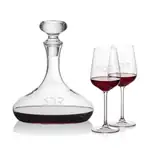 Stratford Wine Decanter 32 oz and 2 Elderwood Wine Glasses