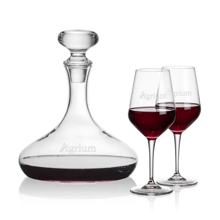 Stratford Wine Decanter 32 oz and 2 Germain Wine Glasses
