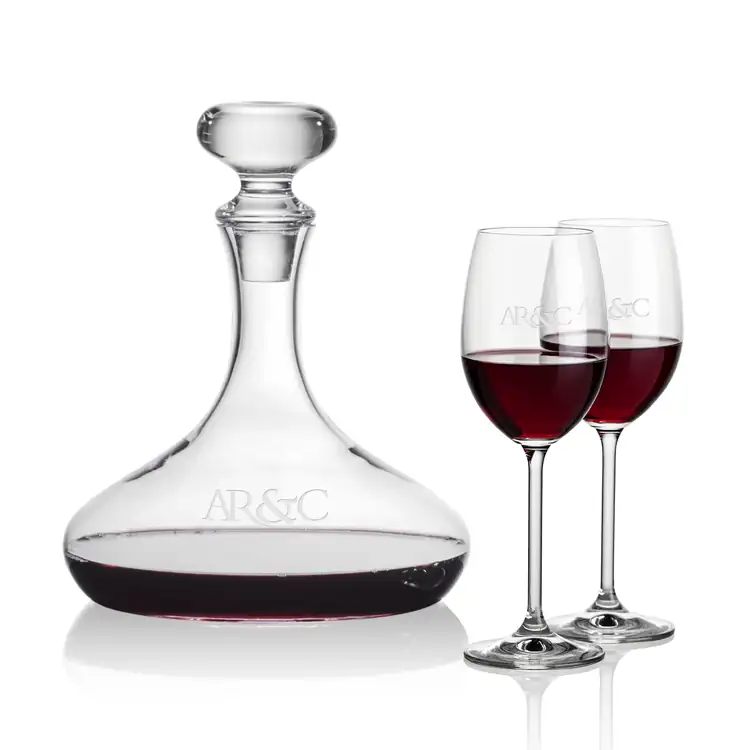 Stratford Wine Decanter 32 oz and 2 Woodbridge Wine Glasses