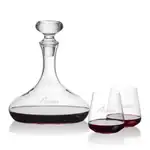 Stratford Wine Decanter 32 oz and 2 Breckland Stemless Wine Glasses