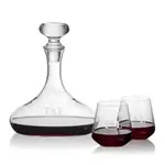 Stratford Wine Decanter 32 oz and 2 Cannes Stemless Wine Glasses