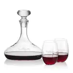 Stratford Wine Decanter 32 oz and 2 Carlita Stemless Wine Glasses