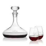 Stratford Wine Decanter 32 oz and 2 Edderton Stemless Wine Glasses